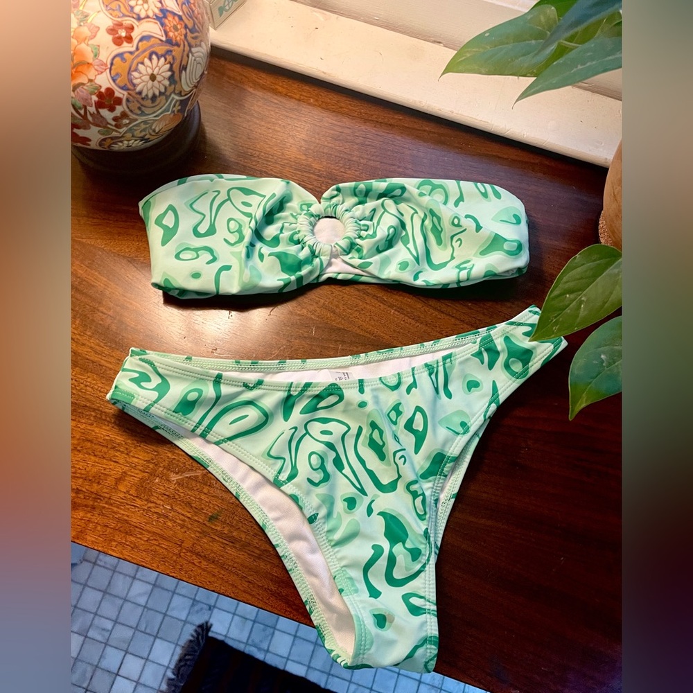 Green Strapless Bikini Set